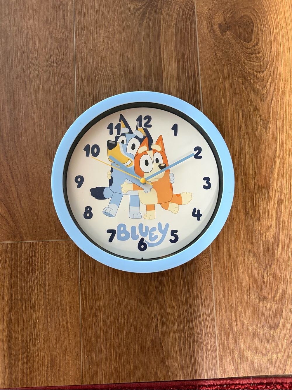 Bluey Wall Clock with Character Design - Light Blue Frame